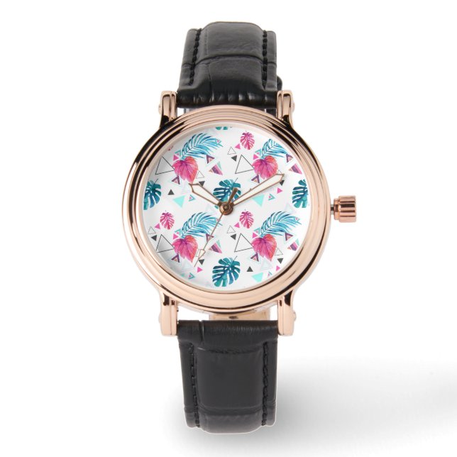 Tropical Leaf Triangle Pattern Watch (Front)