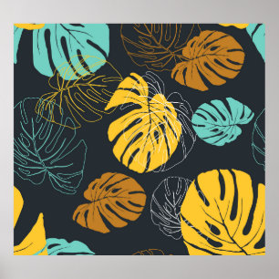 Tropical Leaf Vintage Wallpaper Pattern Poster