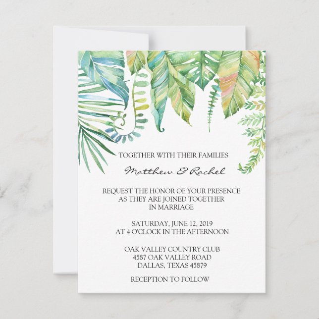 Tropical Leaf Wedding Invitation (Front)