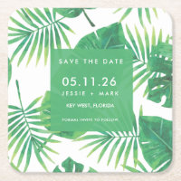 Tropical Leaf Wedding Save the Date