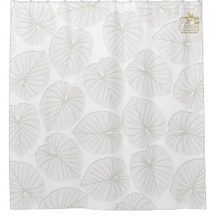 Tropical Leaf White Designer Shower Curtain Set
