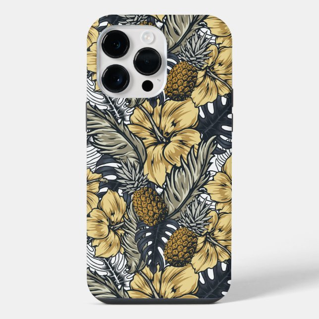 Tropical Leafs and Flowers Pattern iPhone Case (Back)
