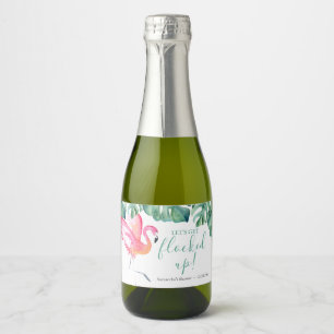 Tropical Leave Pink Flamingo Sparkling Wine Label