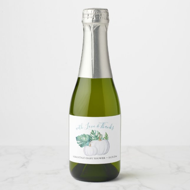 Tropical Leave White Pumpkin Sparkling Wine Label (Front)