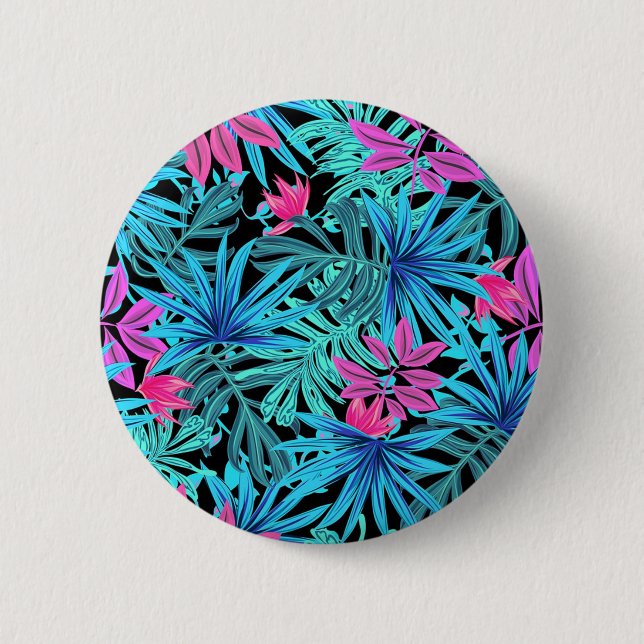 Tropical Leaves 2 Inch Round Button (Front)