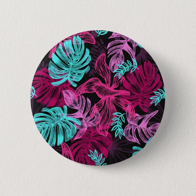 Tropical Leaves 2 Inch Round Button (Front)