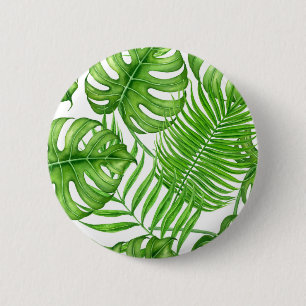 Tropical leaves 2 inch round button
