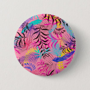 Tropical Leaves 2 Inch Round Button