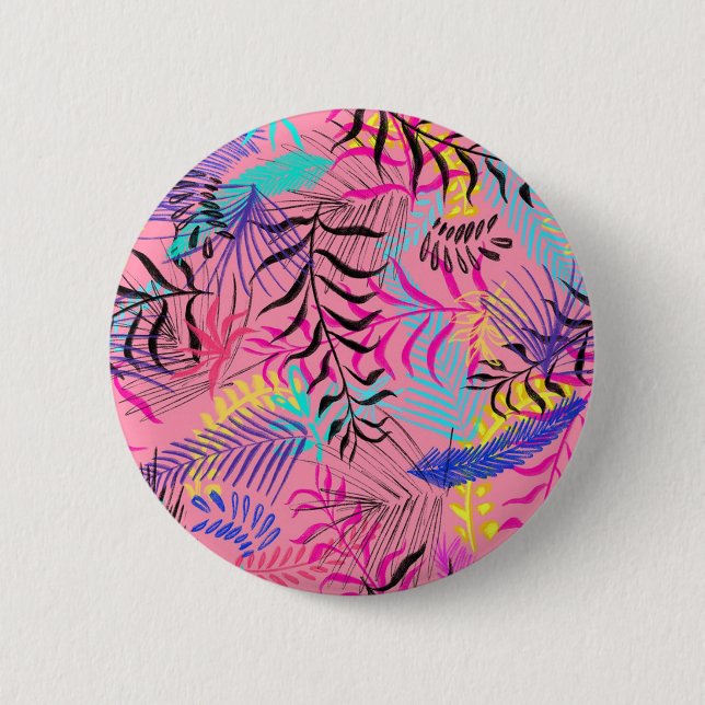 Tropical Leaves 2 Inch Round Button (Front)