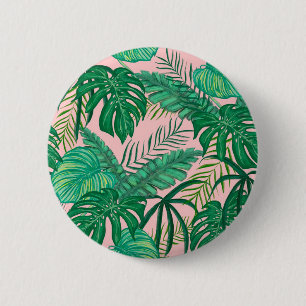 Tropical Leaves 2 Inch Round Button