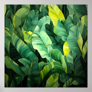Tropical Leaves Abstract Botanical Jungle Nature Poster