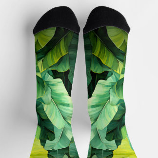 Tropical Leaves Abstract Botanical Jungle Nature Socks