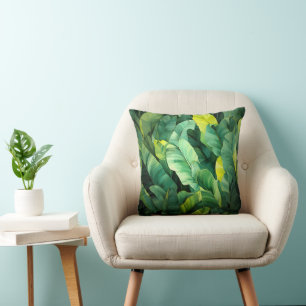 Tropical Leaves Abstract Botanical Jungle Nature Throw Pillow