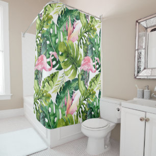 Tropical Leaves and Flamingos