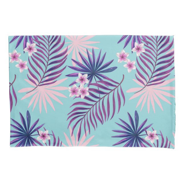 Tropical leaves and flowers 2 pillowcase (Front-Left)