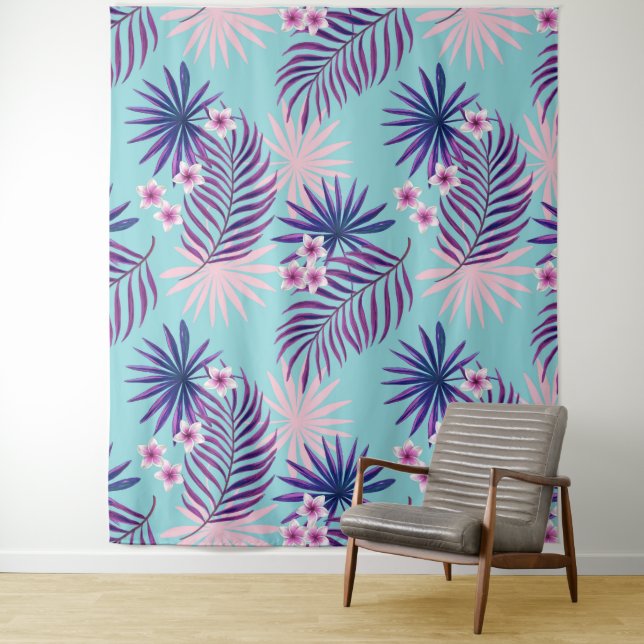 Tropical leaves and flowers 2 tapestry (In Situ)