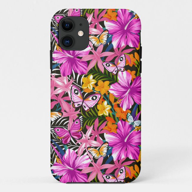 Tropical leaves and flowers Case-Mate iPhone case (Back)