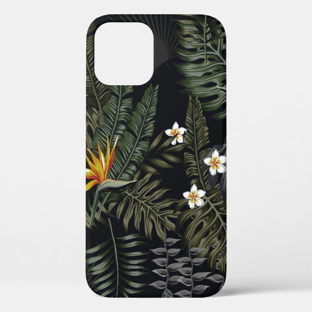 Tropical leaves and flowers in the night style. Se Case-Mate iPhone Case (Back)