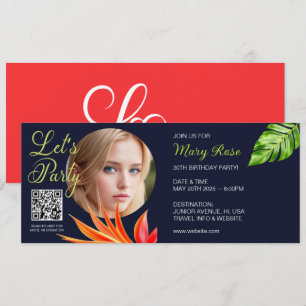 Tropical Leaves and Flowers Invitation