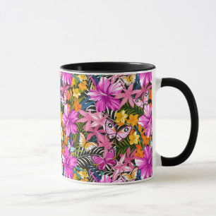 Tropical leaves and flowers mug