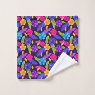 Tropical Leaves and Flowers Pattern-23857 Wash Cloth