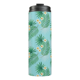 Tropical leaves and flowers thermal tumbler