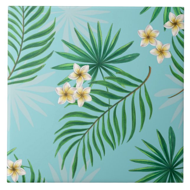 Tropical leaves and flowers tile (Front)