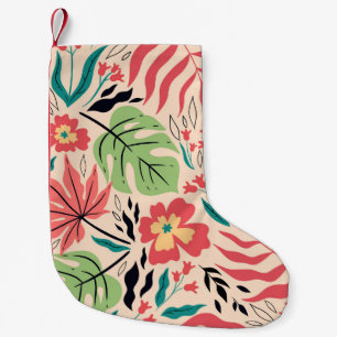 Tropical Leaves and Flowers: Vintage Fusion Small Christmas Stocking