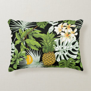 Tropical leaves and fruits seamless pattern accent pillow