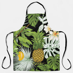 Tropical leaves and fruits seamless pattern apron
