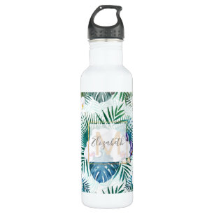Tropical leaves and orchid flowers design 710 ml water bottle