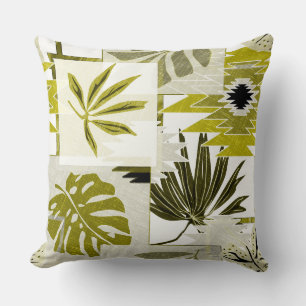 Tropical leaves and ornament elements. throw pillow