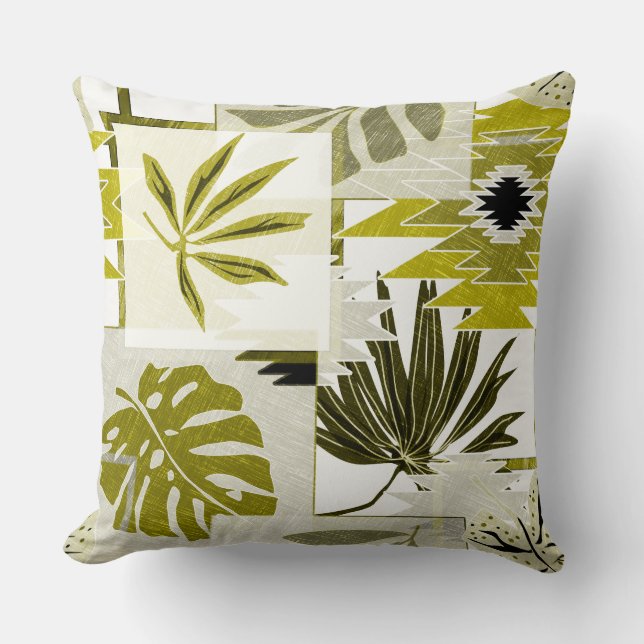 Tropical leaves and ornament elements. throw pillow (Front)