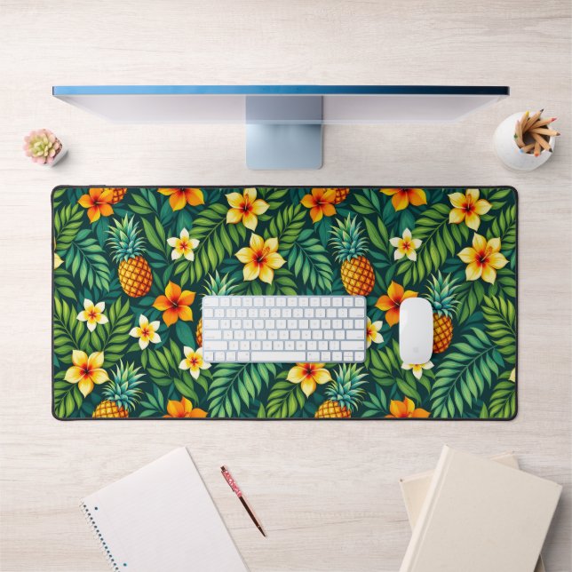 Tropical leaves and pineapple pattern desk mat (Office 1)