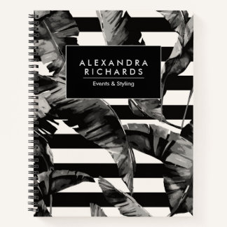 Tropical Leaves and Stripes Notebook