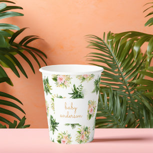 Tropical Leaves Baby Shower Paper Cups
