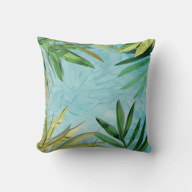 Tropical Leaves Background Throw Pillow (Front)