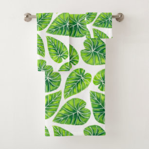 Tropical leaves bath towel set