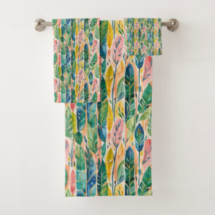 Tropical Leaves Bath Towels