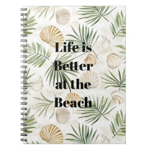 Tropical Leaves Beach Shells Notebook