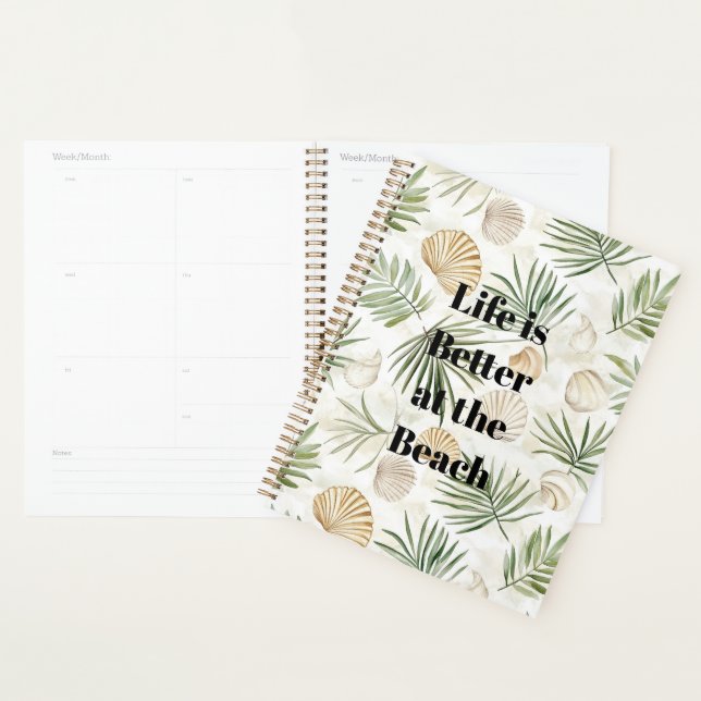 Tropical Leaves Beach Shells Planner (Display)