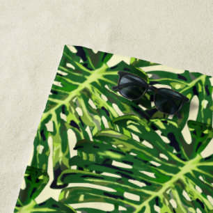 Tropical Leaves Beach Towel