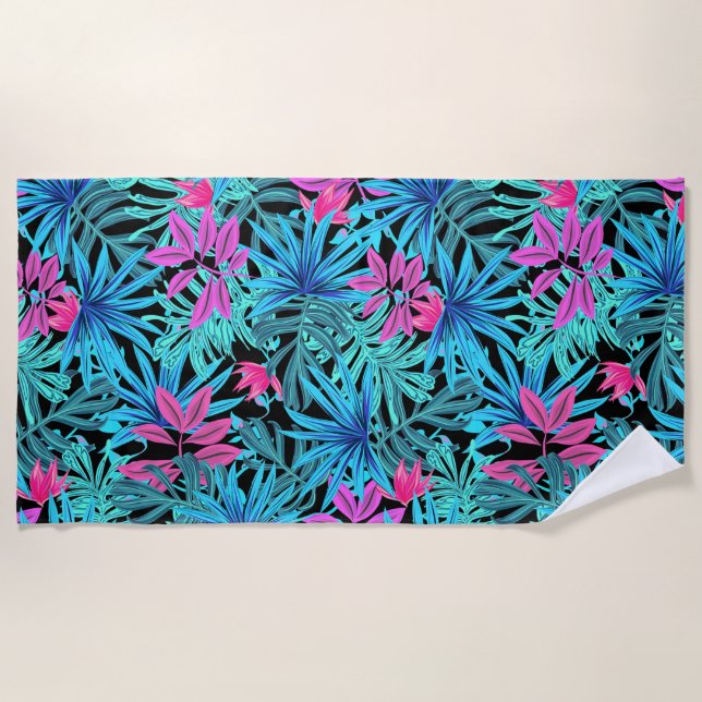 Tropical Leaves Beach Towel (Front)