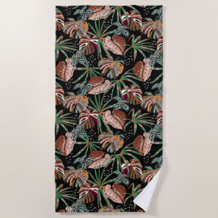 Tropical Leaves Beach Towel