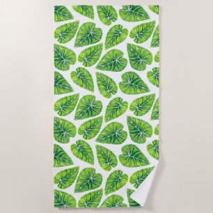 Tropical leaves beach towel