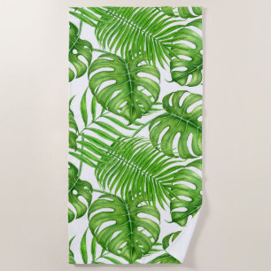 Tropical leaves beach towel