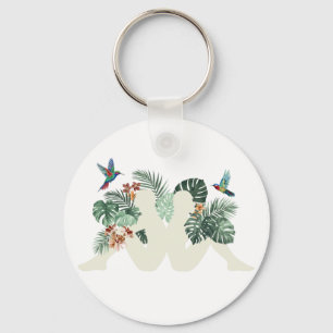 Tropical Leaves & Birds Nature Aesthetic Design Keychain
