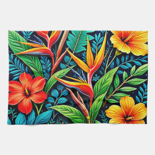 Tropical Leaves Bloom Art Kitchen Towel