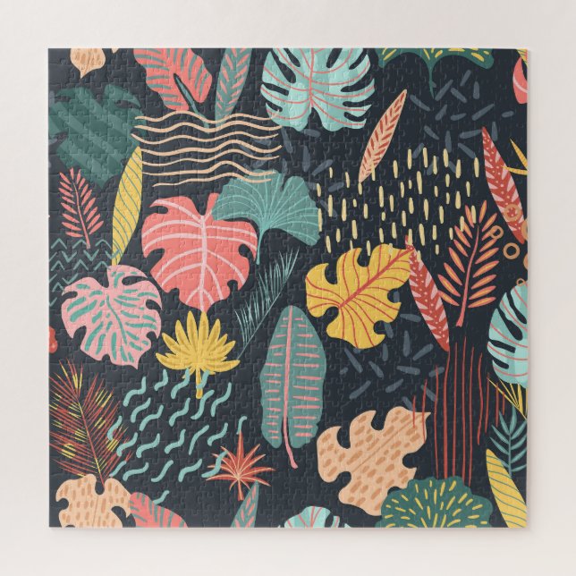 Tropical Leaves: Blue Seamless Background Jigsaw Puzzle (Vertical)