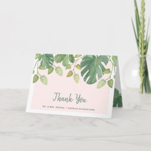 Tropical Leaves   Blush and Green Thank You